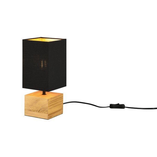 Stolová lampa s textilným tienidlom v čierno-prírodnej farbe (výška 30 cm) Woody – Reality-image-1