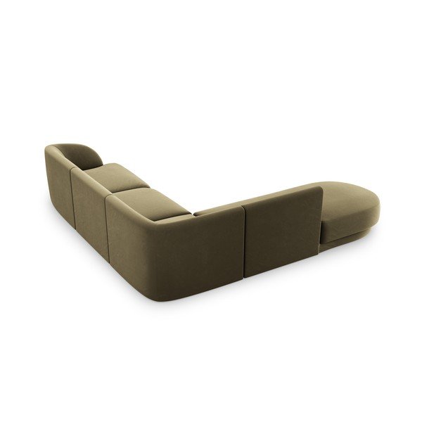 Zelená zamatová rohová pohovka (ľavý roh) Miley – Micadoni Home-image-4