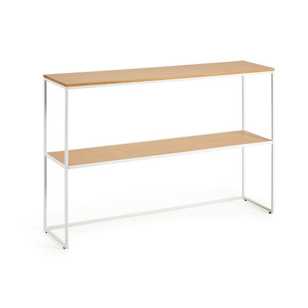 Biely/v prírodnej farbe konzolový stolík v dekore duba 30x120 cm Yoana – Kave Home