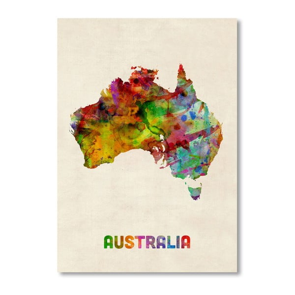 Plagát s pestrofarebnou mapou Austrálie Americanflat Art, 60  ×   42 cm