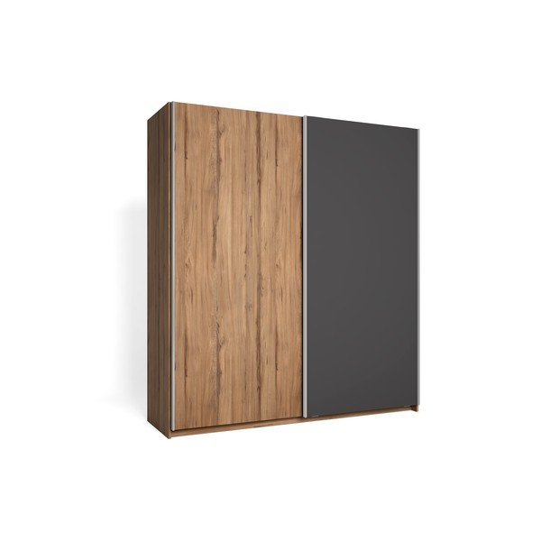 Sivá šatníková skriňa v dekore orecha s posuvnými dverami 182x200 cm Malta - Marckeric-image-1