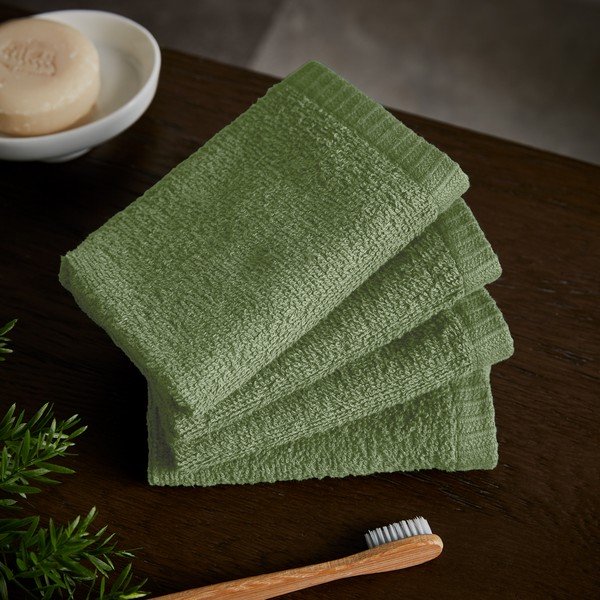 Zelené rýchloschnúce/froté bavlnené uteráky v súprave 4 ks 30x30 cm Quick Dry – Catherine Lansfield-image-1