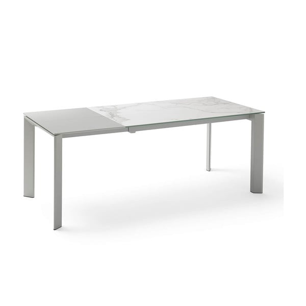 Sivý rozkladací jedálenský stôl sømcasa Lisa Blanco, dĺžka 140/200 cm