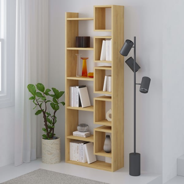 Knižnica v dekore duba v bielo-prírodnej farbe 60x168,5 cm Eladi – Marckeric-image-3