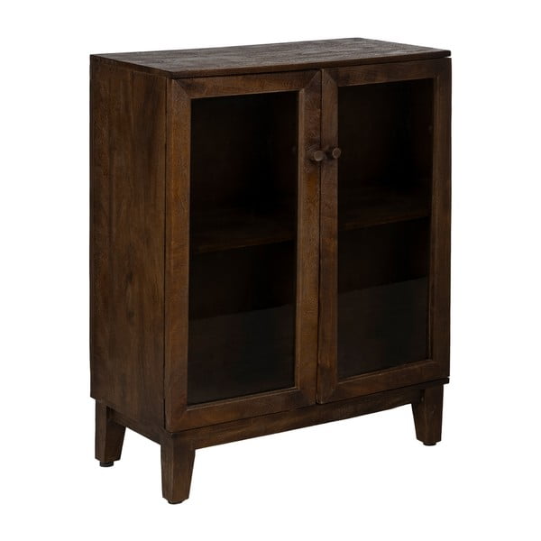 Hnedá vitrína z mangového dreva 80x100x40 cm Ravi – Ixia