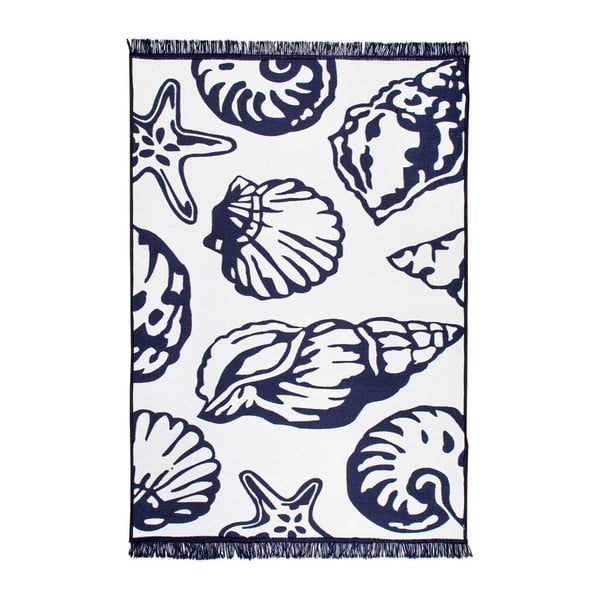 Modro-biely obojstranný koberec Oyster, 140 × 215 cm
