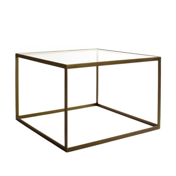 Zlatý konferenčný stolík s čírym sklom Kureli Kubisto, 50x80cm