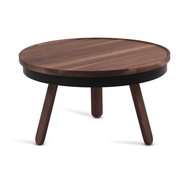 Hnedý odkladací stolík z dubového dreva s čiernymi detailmi a úložným priestorom Woodendot Batea M