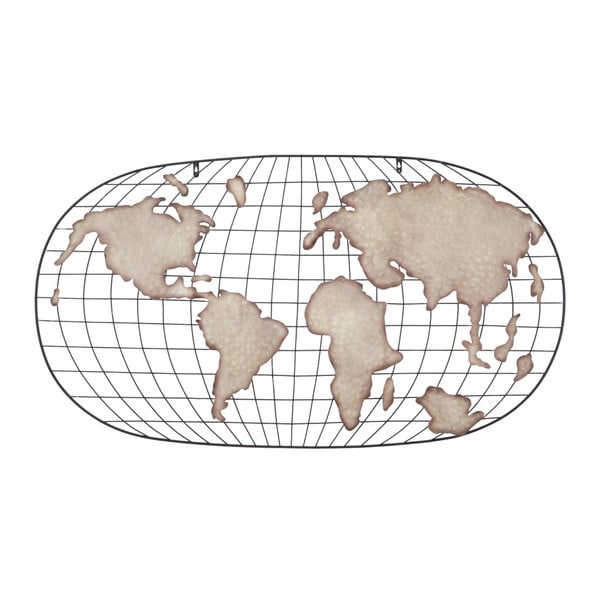 Kovová nástenná dekorácia Mauro Ferretti Globe Oval Dark