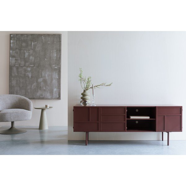 Červený kovový TV stolík 160x58x36 cm Davis – White Label-image-4
