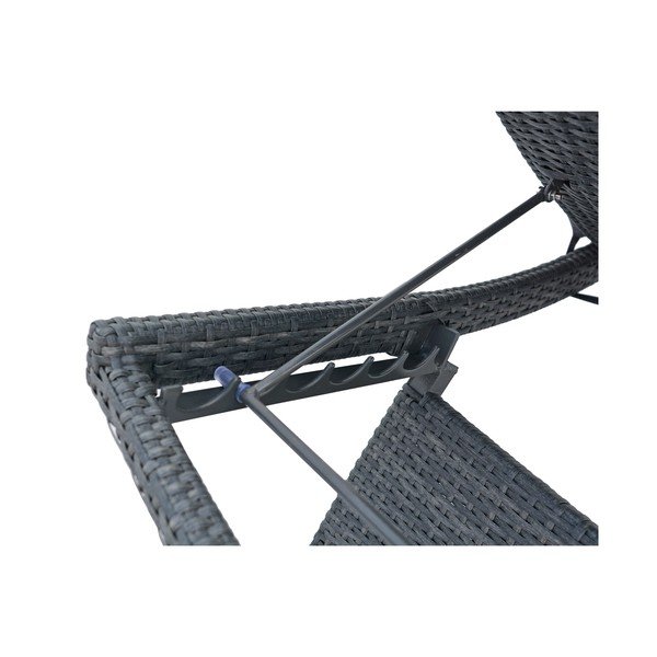 Tmavosivé záhradné ležadlo z umelého ratanu Charlotte - Rojaplast-image-4
