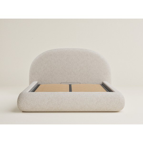 Krémová čalúnená dvojlôžková posteľ s úložným priestorom s roštom 140x200 cm Maumere – Maison de Rêve-image-2