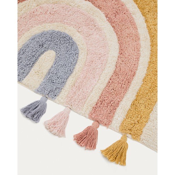 Slonovinový prateľný/ručne tkaný bavlnený detský koberec 90x150 cm Tadea – Kave Home-image-4