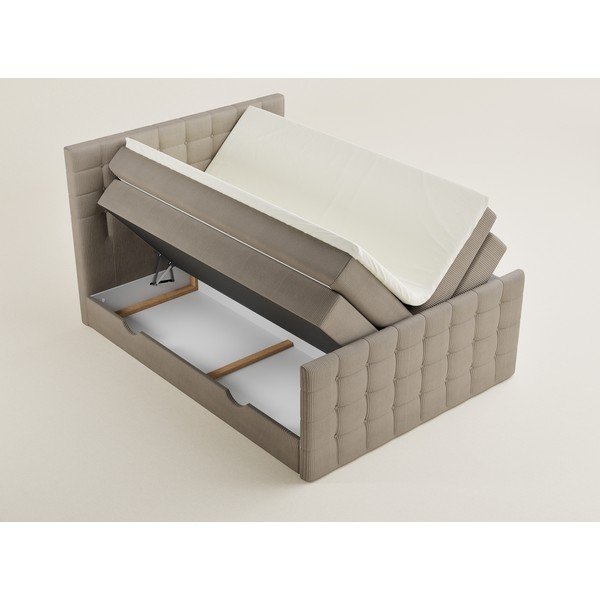 Béžová boxspring posteľ s úložným priestorom 200x200 cm Tasca – Maison de Rêve-image-3