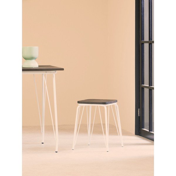 Biela/v tmavo prírodnej farbe stolička z brestového dreva District – Premier Housewares-image-1