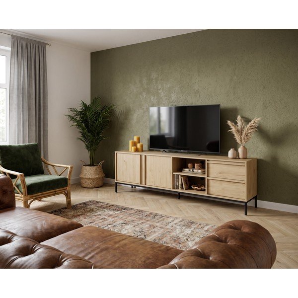 TV stolík v dekore duba v prírodnej farbe 180x59x40 cm Luc – Marckeric-image-1