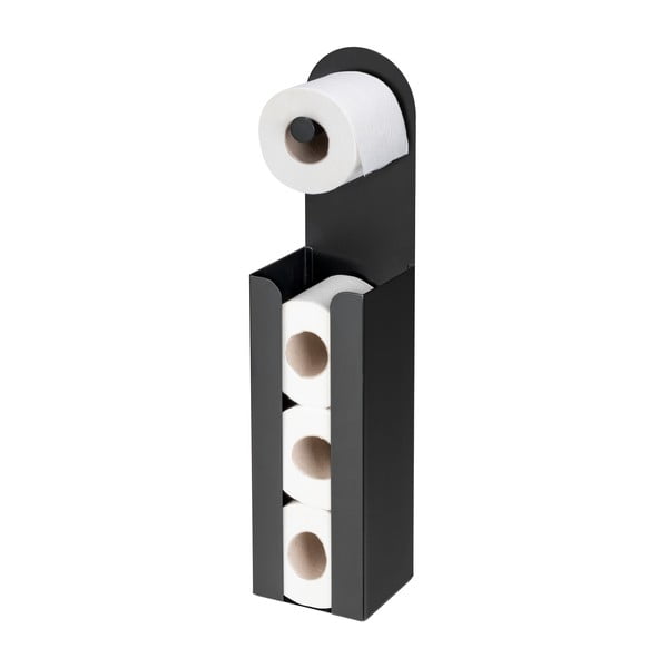 Čierny samodržiaci oceľový držiak na toaletný papier Agira – Wenko-image-4