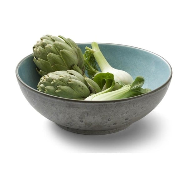 Sivá kameninová šalátová misa s vnútornou glazúrou v svetlomodrej farbe Bitz Mensa, priemer 30 cm-image-3