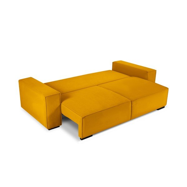 Žltá menčestrová rozkladacia pohovka Mazzini Sofas Azalea-image-3