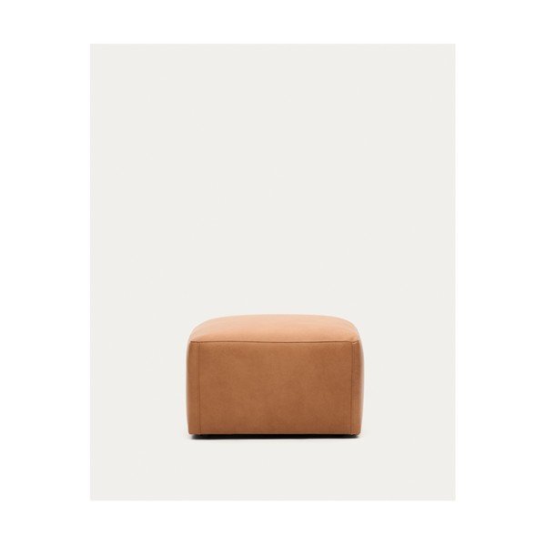 Hnedá kožená podnožka Blok – Kave Home-image-3
