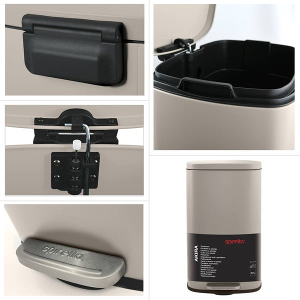 Taupe nášľapný oceľový odpadkový kôš 50 l Akira – Spirella-image-4