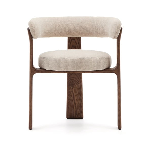 Hnedé/béžové jedálenské kreslo s podrúčkami z jaseňového dreva Granite – Kave Home-image-4