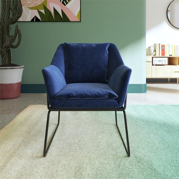 Modré zamatové kreslo Avery – Støraa-image-2