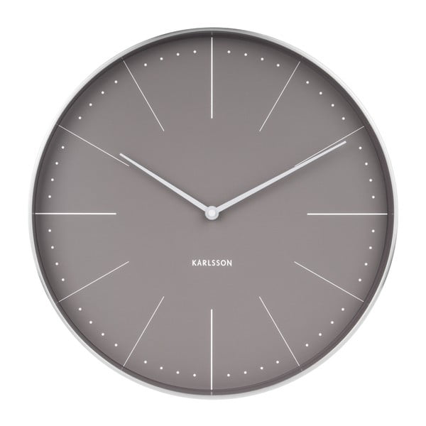 Sivé nástenné hodiny s detailmi v striebornej farbe Karlsson Normann, ⌀ 38 cm
