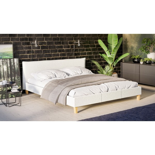 Krémová čalúnená dvojlôžková posteľ s roštom 180x200 cm Tina - Ropez-image-2