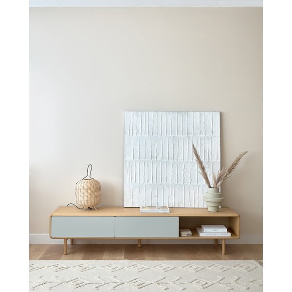 Sivý/v prírodnej farbe TV stolík v dekore jaseňa 180x41x42 cm Anielle – Kave Home-image-1