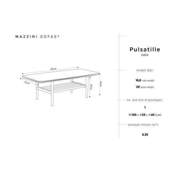 Odkladací stolík z borovicového dreva Mazzini Sofas Pulsatille-image-2