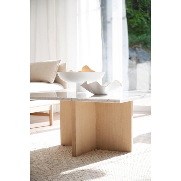 Biely mramorový okrúhly konferenčný stolík 90x90 cm Brooksville - Rowico-image-1