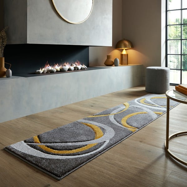 Okrovožlto-sivý behúň 60x230 cm Elude Orb – Flair Rugs-image-1