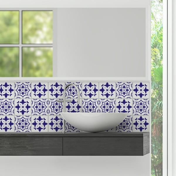 Sada 9 nástenných samolepiek Ambiance Cement Tiles Alberto, 10 × 10 cm