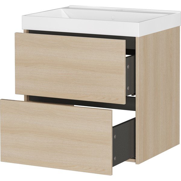 Závesná skrinka pod umývadlo v dekore duba v prírodnej farbe 61x65 cm Bodera – Germania-image-4