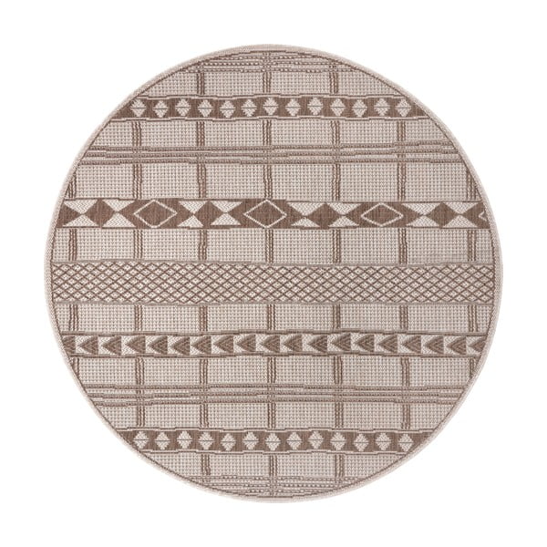 Hnedo-béžový vonkajší koberec Ragami Madrid, ø 120 cm