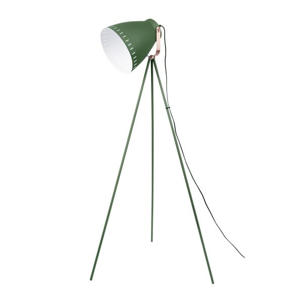 Zelená stojacia lampa s detailmi v medenej farbe Leitmotiv Mingle