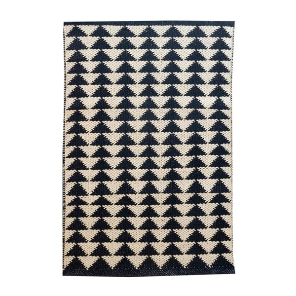 Černo-béžový bavlnený ručne tkaný koberec Pipsa Triangle, 60 × 90 cm