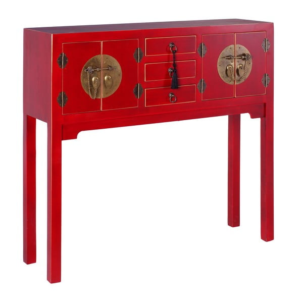 Červený konzolový stolík s 3 zásuvkami Ixia East