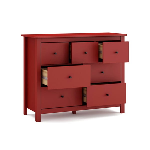 Červená nízka komoda z borovicového dreva 110x80 cm Misti – Marckeric-image-3