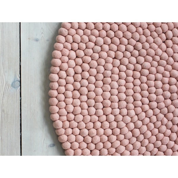 Ružový guľôčkový vlnený koberec Wooldot Ball Rugs, ⌀ 90 cm