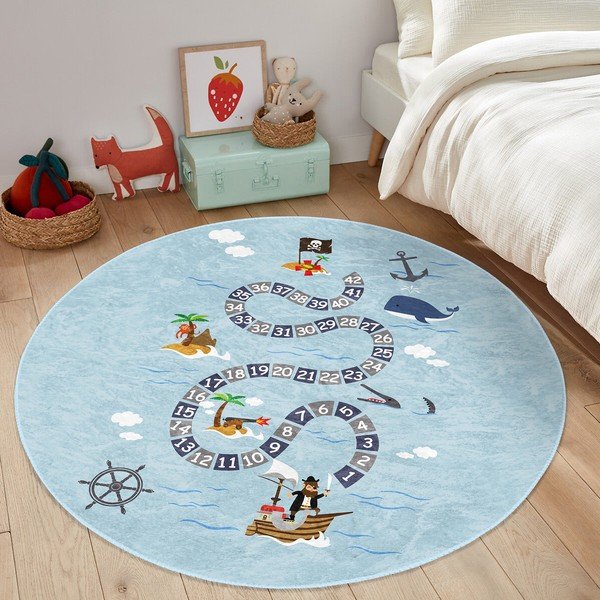Svetlomodrý detský koberec ø 80 cm Comfort – Mila Home-image-4
