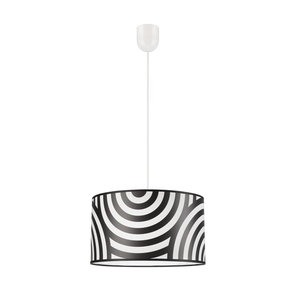 Čiernobiele závesné svietidlo s textilným tienidlom ø 35 cm Print – LAMKUR