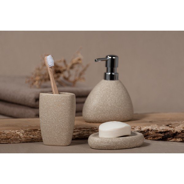 Béžový keramický pohárik na zubné kefky Wenko Pion-image-3