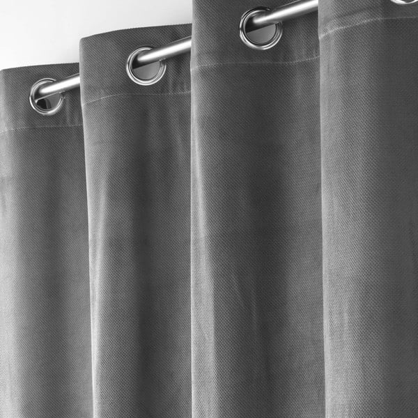Antracitový zamatový záves 140x260 cm Velouriane – douceur d'intérieur-image-1
