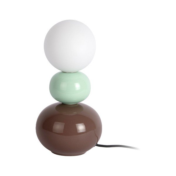 Keramická stolová lampa v mentolovej farbe/hnedá (výška  26 cm) Firenze Pellet – Leitmotiv