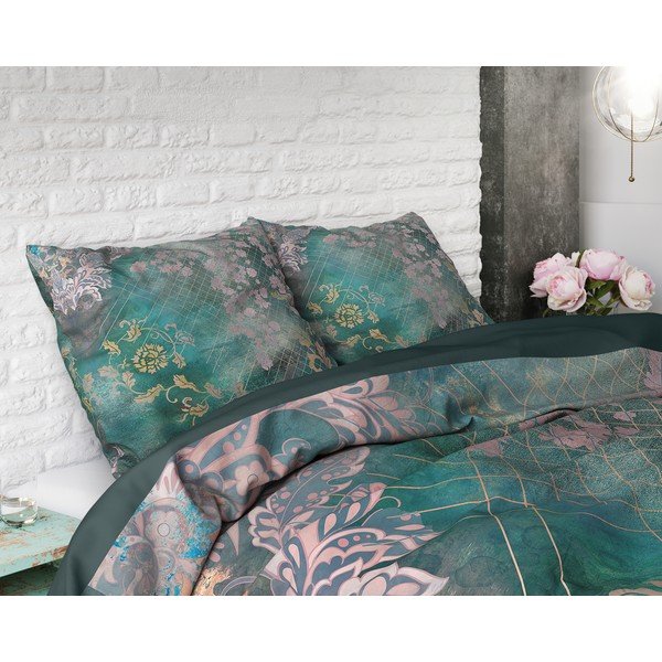 Zelené bavlnené obliečky na jednolôžko Pure Cotton Tiran Flower, 140 x 200 cm-image-2