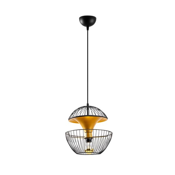 Závesné svietidlo v čiernej a zlatej farbe s kovovým tienidlom ø 30 cm Telmander – Opviq lights