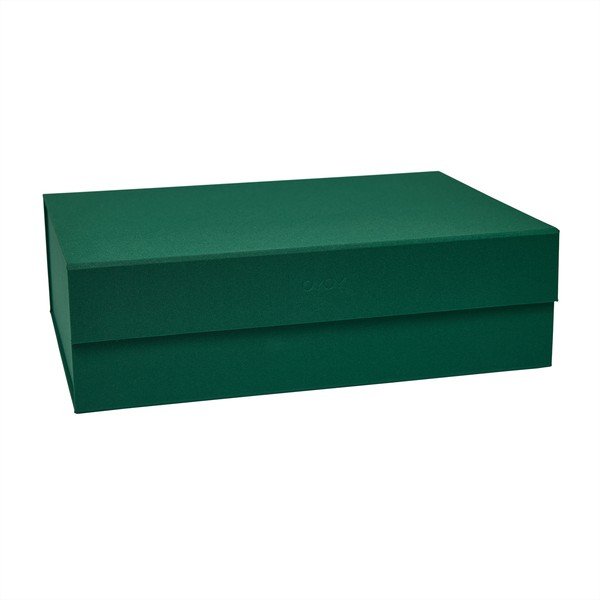 Tmavozelený kartónový úložný box s vekom 45x33x15 cm Hako – OYOY Living Design