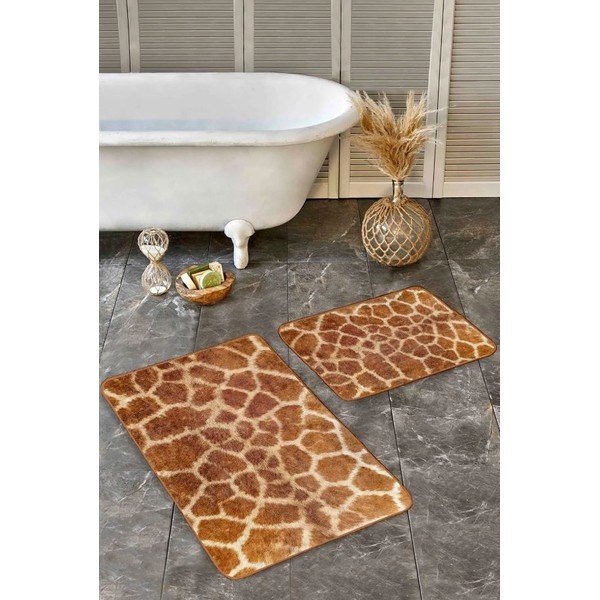 Hnedé zamatové kúpeľňové predložky v súprave 2 ks 60x100 cm – Mila Home-image-4